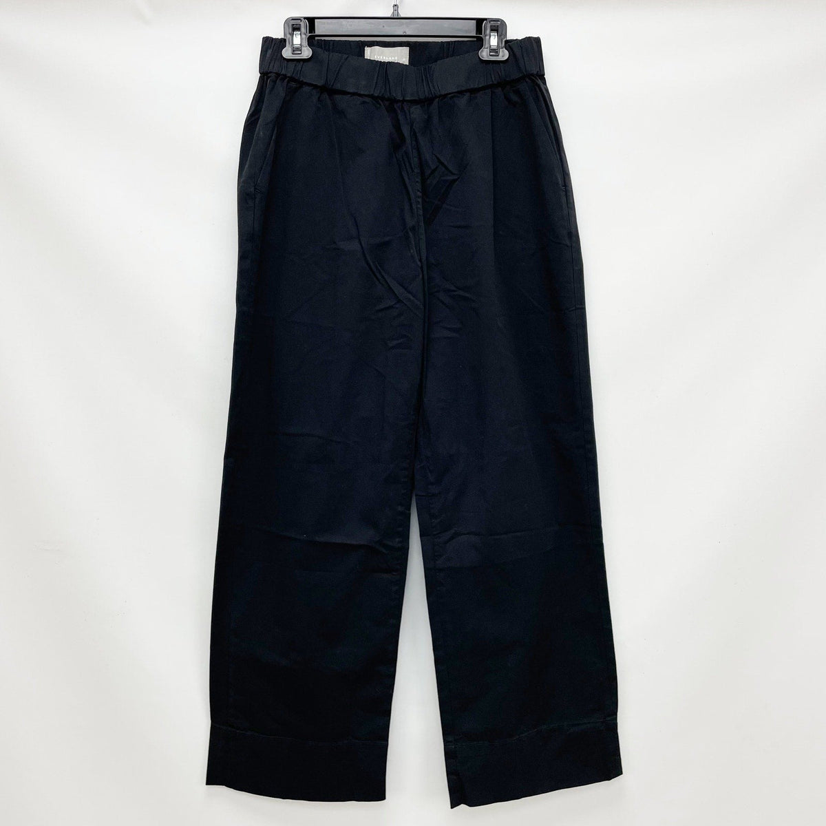 Everlane Womens The Easy Pant Size 2 Elastic Waist Straight Leg Chino Black NWT