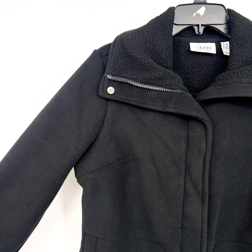 DENIM & CO. Women's Fleece Bonded Sherpa Jacket Medium Black NWOT