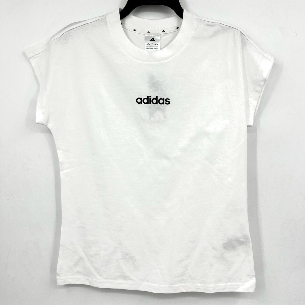 ADIDAS Women's Essentials Linear Single Tee Large White Short Sleeve NWT