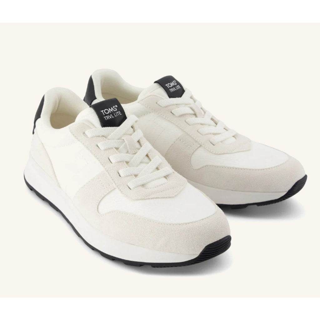 Toms Mens TRVL LITE Retro Runner Sneakers Size 12 White Suede Twill Casual NIB