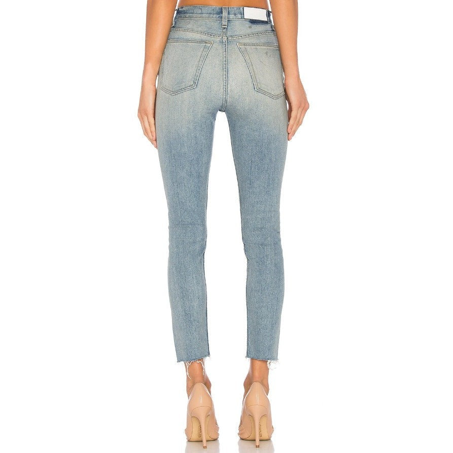 RE/DONE Originals Womens High Rise Ankle Crop Jeans SIZE 25 Super Light Blue NWT