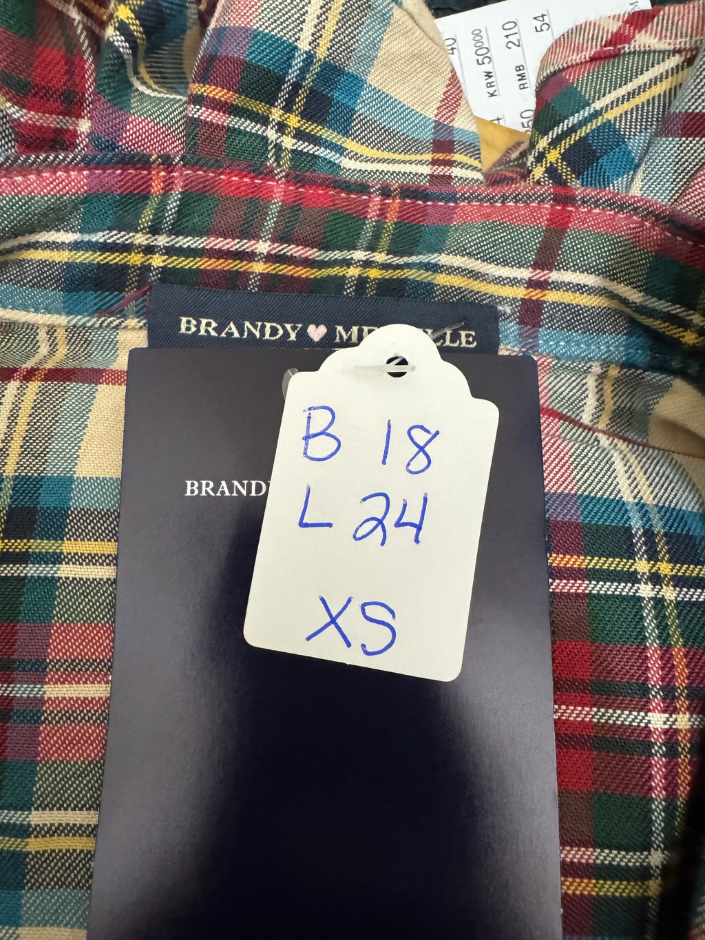 Mini Brandy Drop - Brand New Brandy Melville - Multi Plaid Long Sleeves - XS