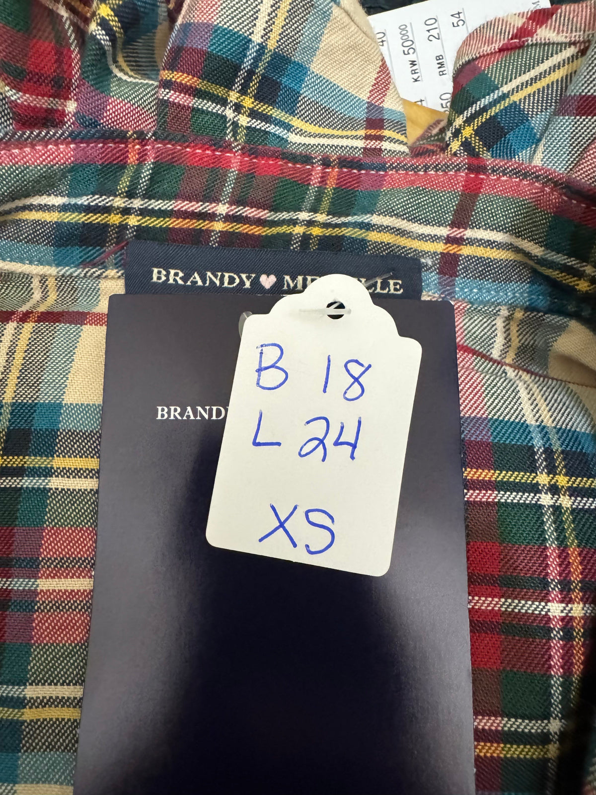Mini Brandy Drop - Brand New Brandy Melville - Multi Plaid Long Sleeves - XS