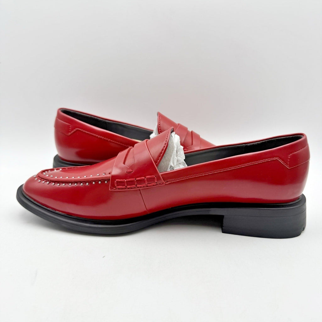 Franco Sarto Womens Eden Studded Loafers US 9 M EU 40 Red Slip On NWOB