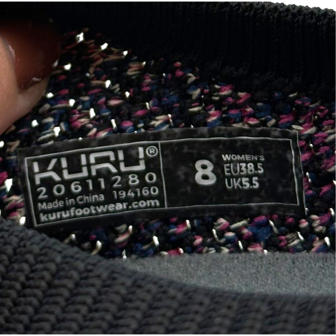 Kuru Womens Stride Casual Sneakers Size 8 Jet Black Confetti Knit Slip On NWOB