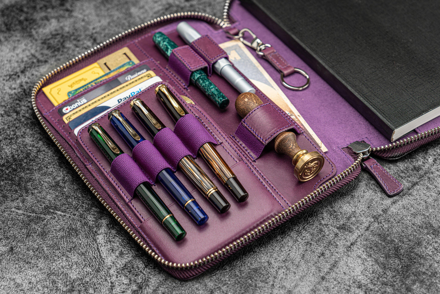 Leather Zippered A5 Leuchtturm1917 Notebook Folio - Purple