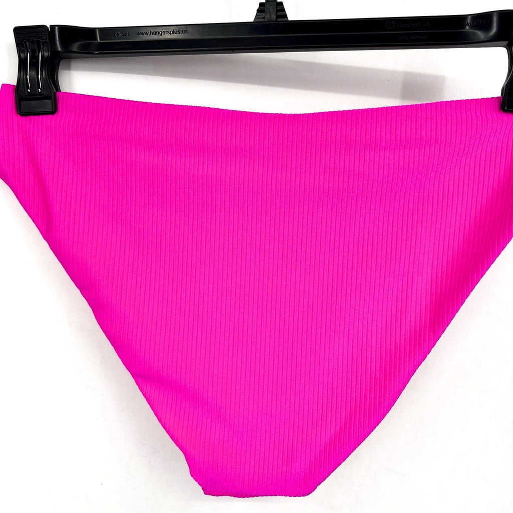 BECCA Women's Monte Carlo Gracie Hipster Bikini Bottom Large Azalea Pink Rib NWT