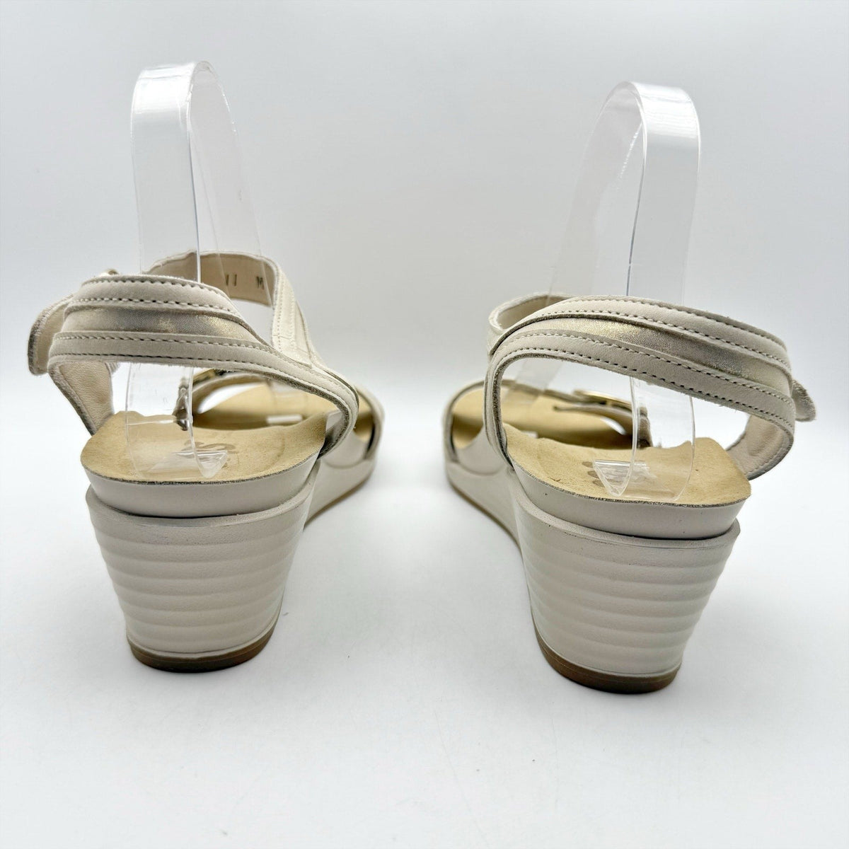 SAS Womens Seight Wedge Sandals Size 9 Narrow Gold Beige Leather NIB