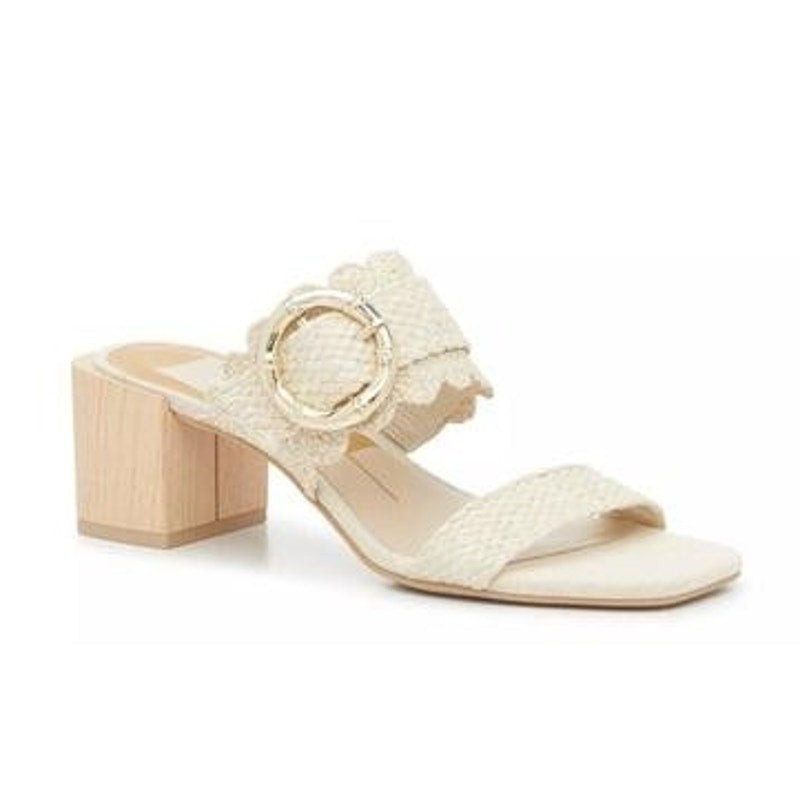 Dolce Vita Womens Zophy Heeled Sandals Size 9.5 Ivory Cream Raffia NWOB