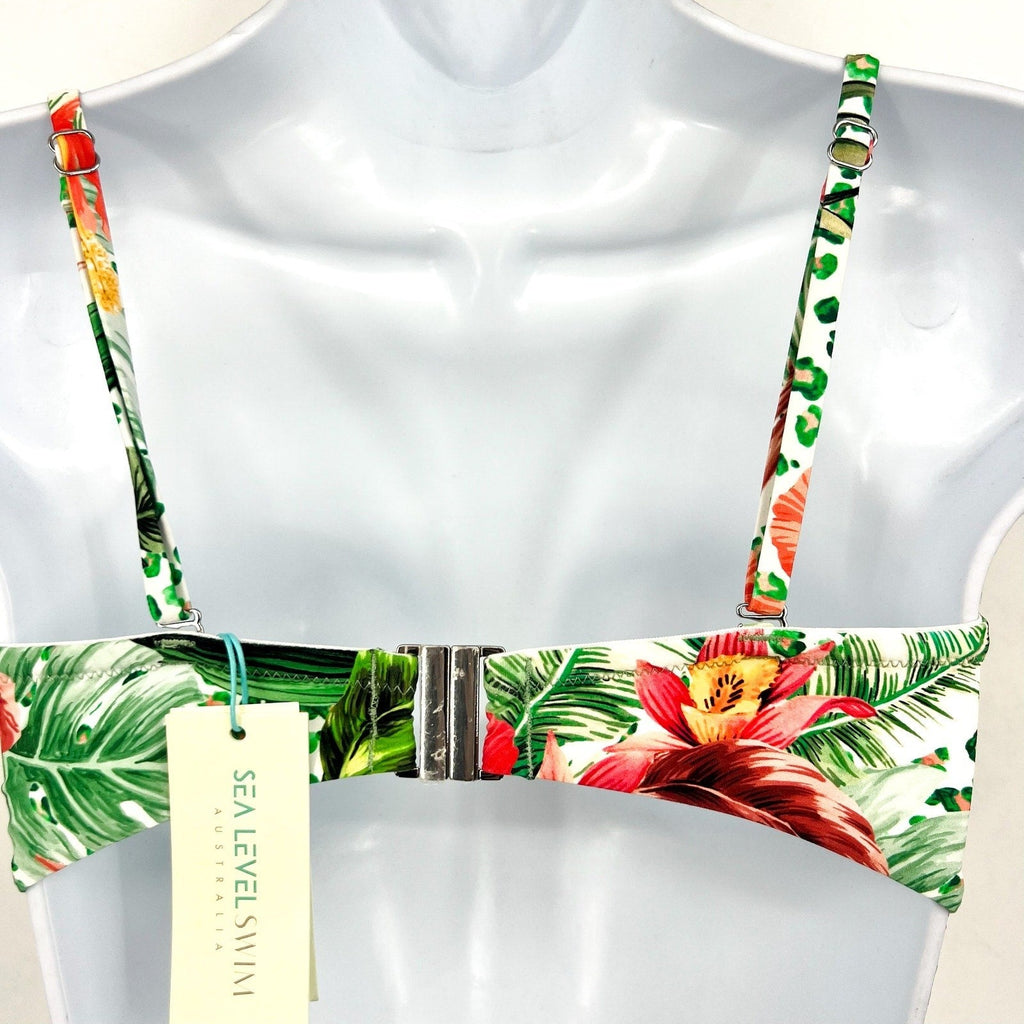 SEA LEVEL SWIM Dolce Twist Bandeau Bikini Top Size 6 Green Multi Print NWT