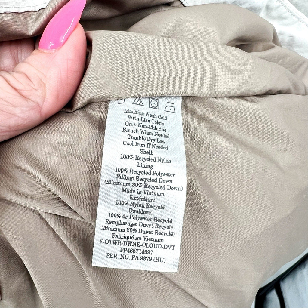 Everlane Womens The Duvet Down Puffer Coat Medium Cream Down Long Belted NWT