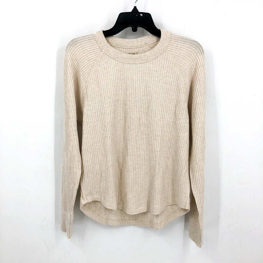 FAHERTY Women's Legend Waffle Layering Crew Shirt Small Oatmeal Cream NWT