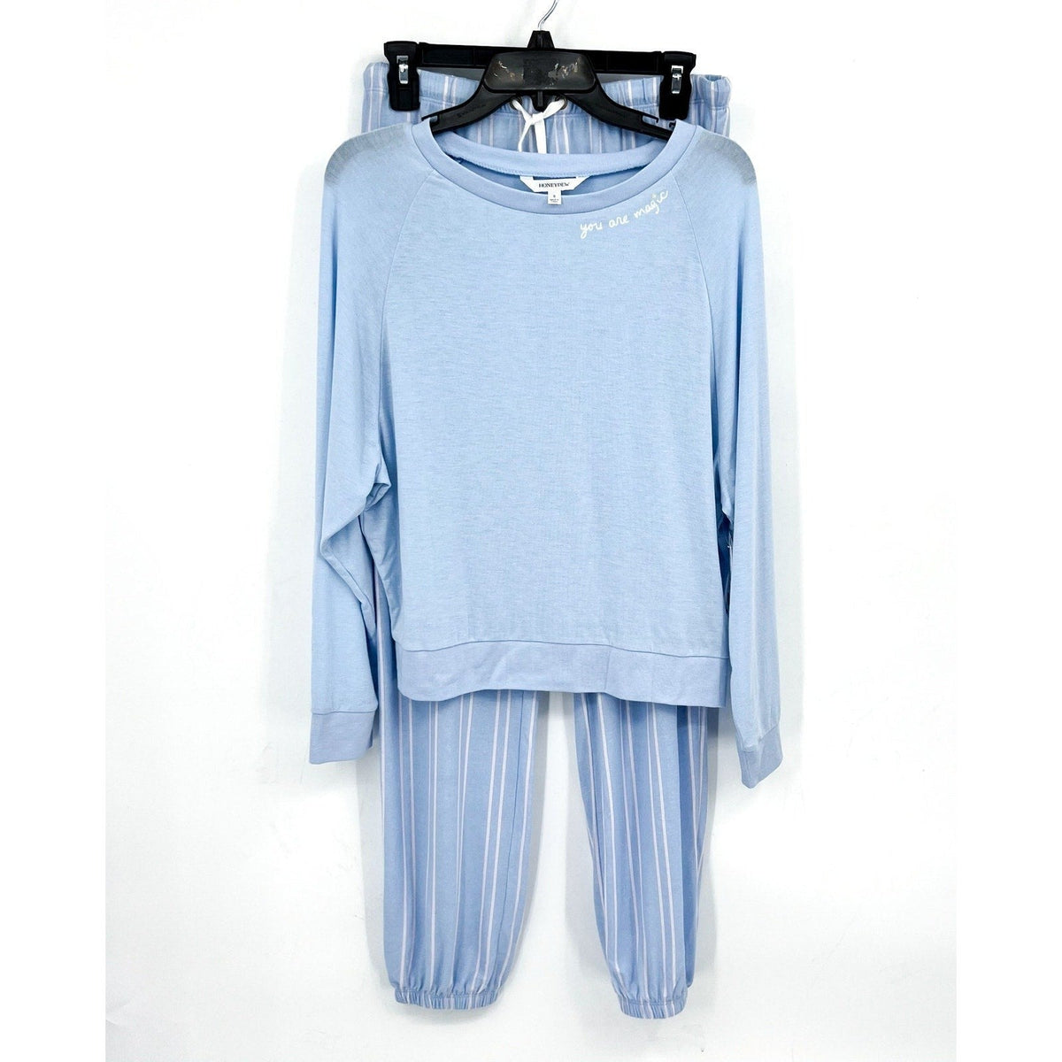 HONEYDEW Star Seeker Brushed Jersey Pajama Set Small Blue Moonstruck Stripe NWT