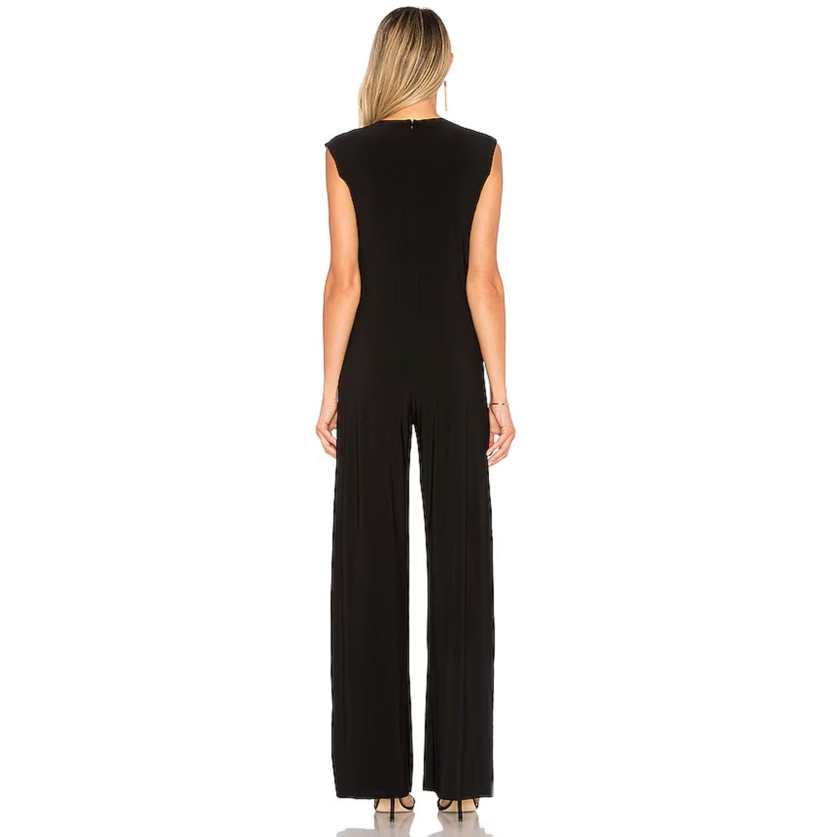 NORMA KAMALI Women's Sleeveless Wide-leg Jumpsuit Medium Black Crewneck NWT