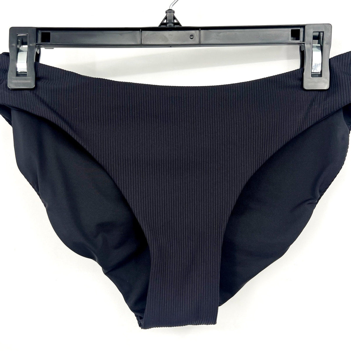 BECCA Women's Modern Edge Shirred American Bikini Bottom Medium Black NWT