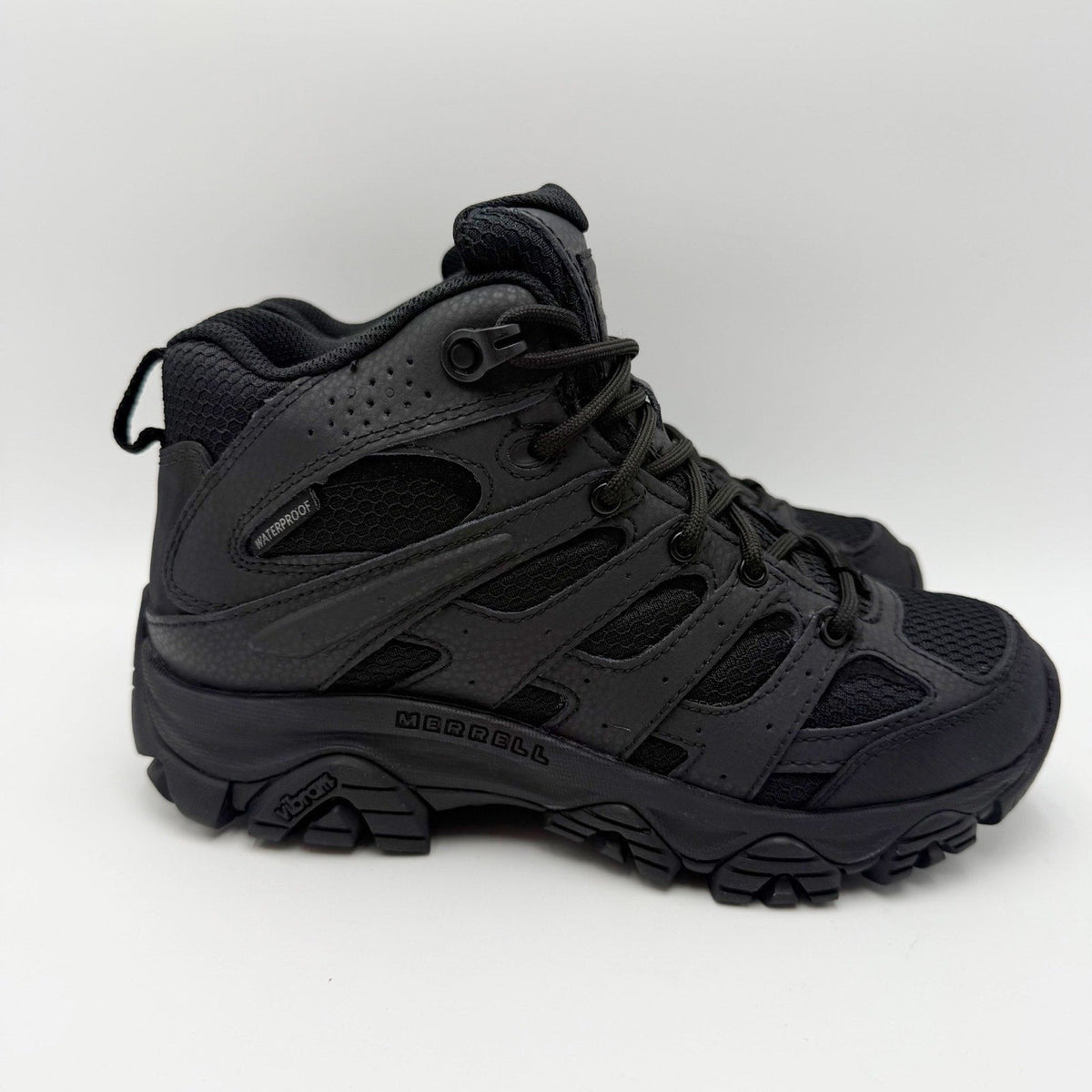 Merrell Womens Moab 3 Tactical Work Mid Boots US 6 M Black Leather WP NWOB