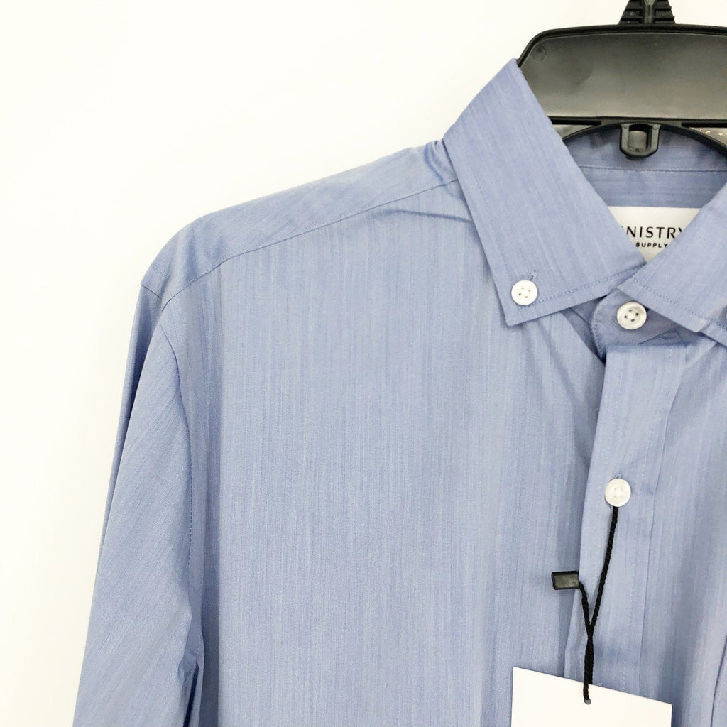 MINISTRY OF SUPPLY Men's Gemini Woven Dress Shirt XXL Slim Solid Blue