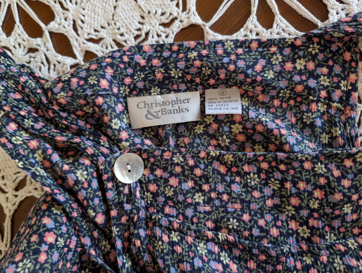 Vintage Floral Apron Dress - 6/S