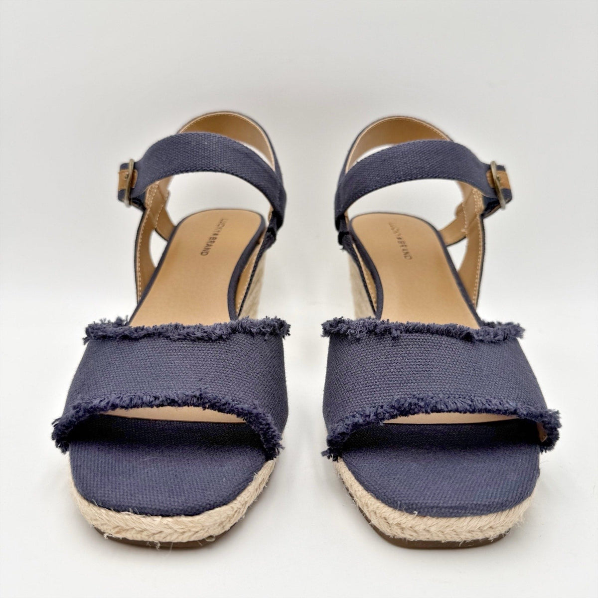 Lucky Brand Womens Mindra Espadrille Wedge Sandals Size 10 Wide Indigo Blue NIB