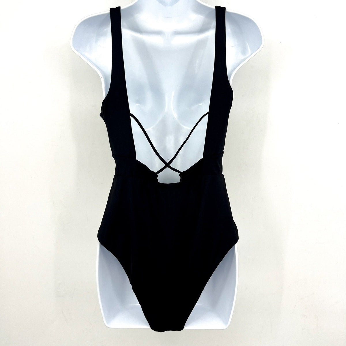 L*SPACE Women's Bondi One Piece Swimsuit Medium Black Cut Out Open Back NWT
