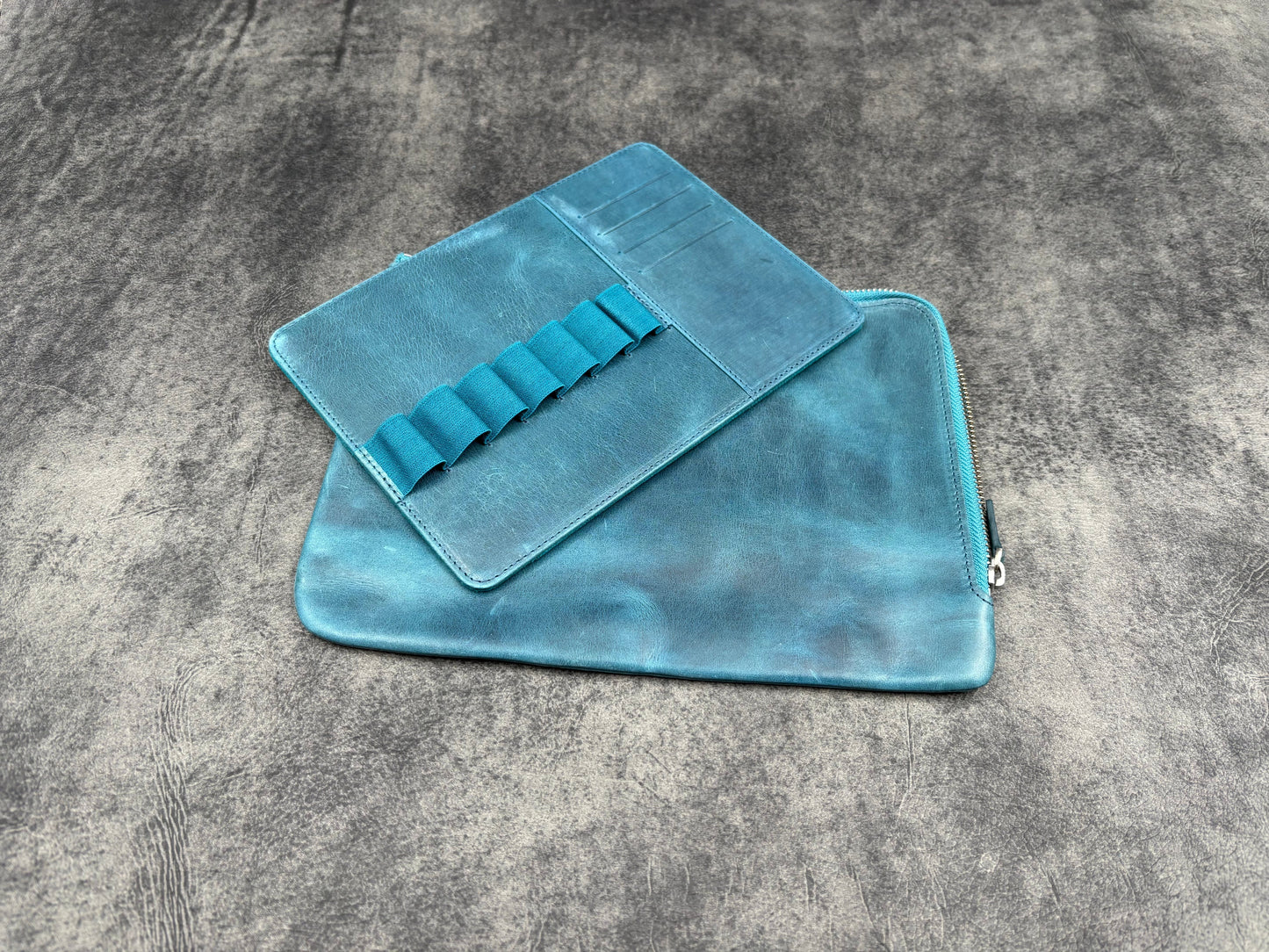 SECONDSLEATHER ZIPPERED WRITER'S BANK BAG - PEN POUCH - MULTIPLE COLOR- 1017