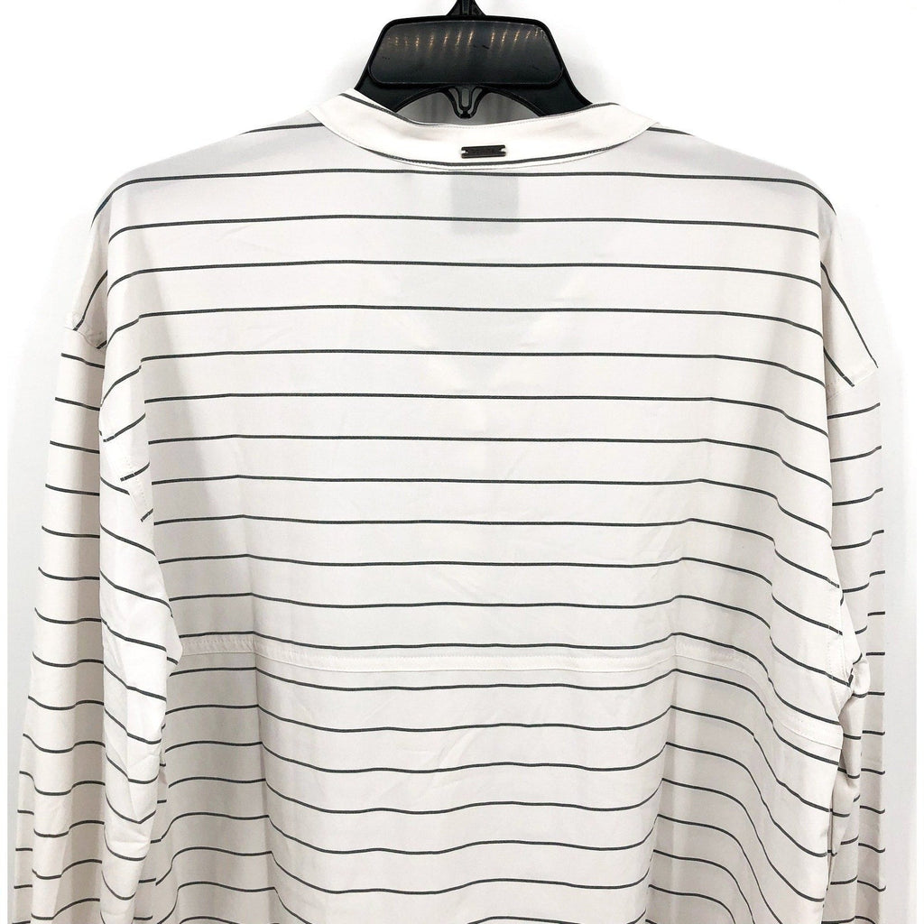 PRANA Womens Railay Tunic Top XL White Stripe Long Sleeve Button Up UPF 50+ NWT