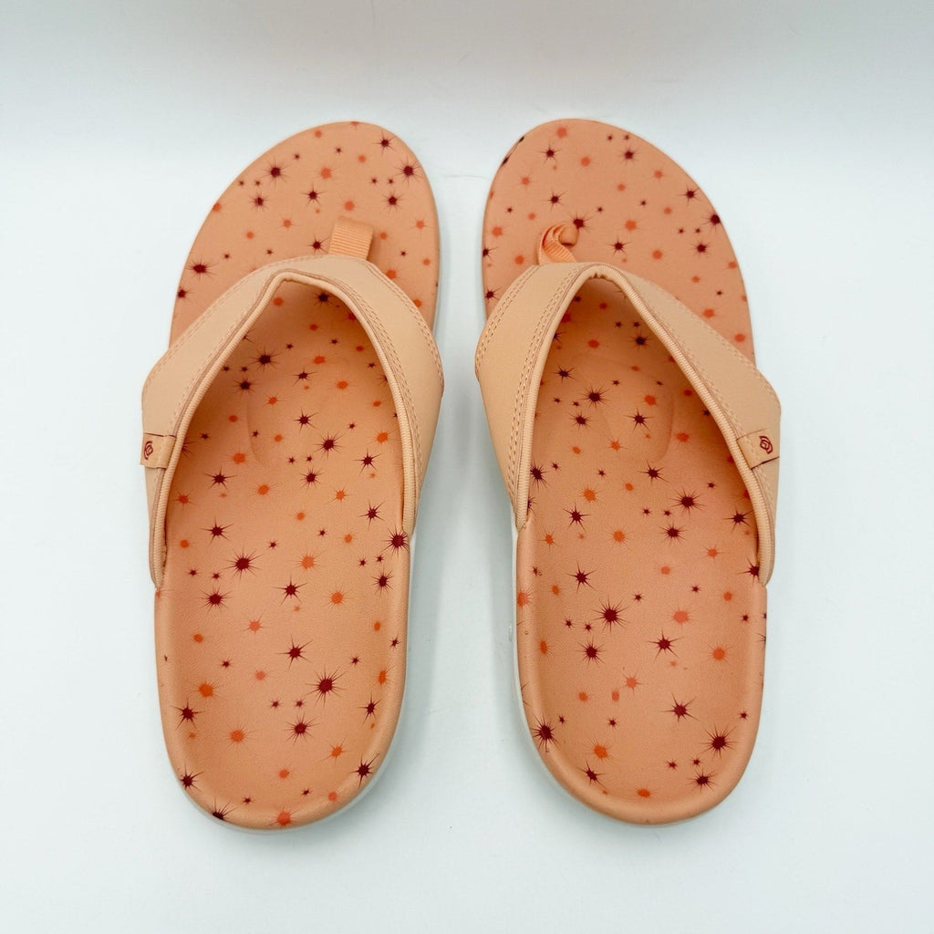 Spenco Womens Yumi Constellation Sandal Size 11 WIDE Coral Orange Flip Flop NWOB