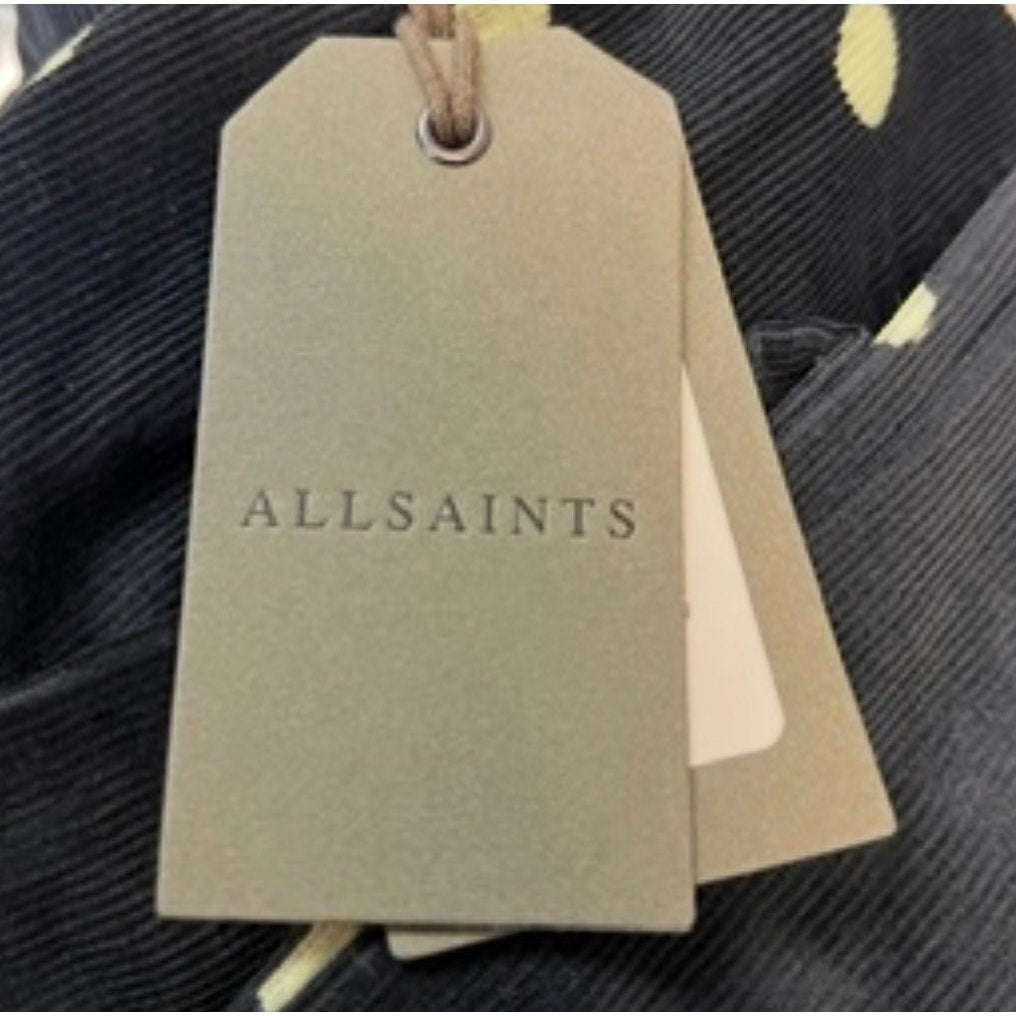 ALLSAINTS Men's Ocular Corduroy Shirt Small Black Long Sleeve Polka Dot NWT