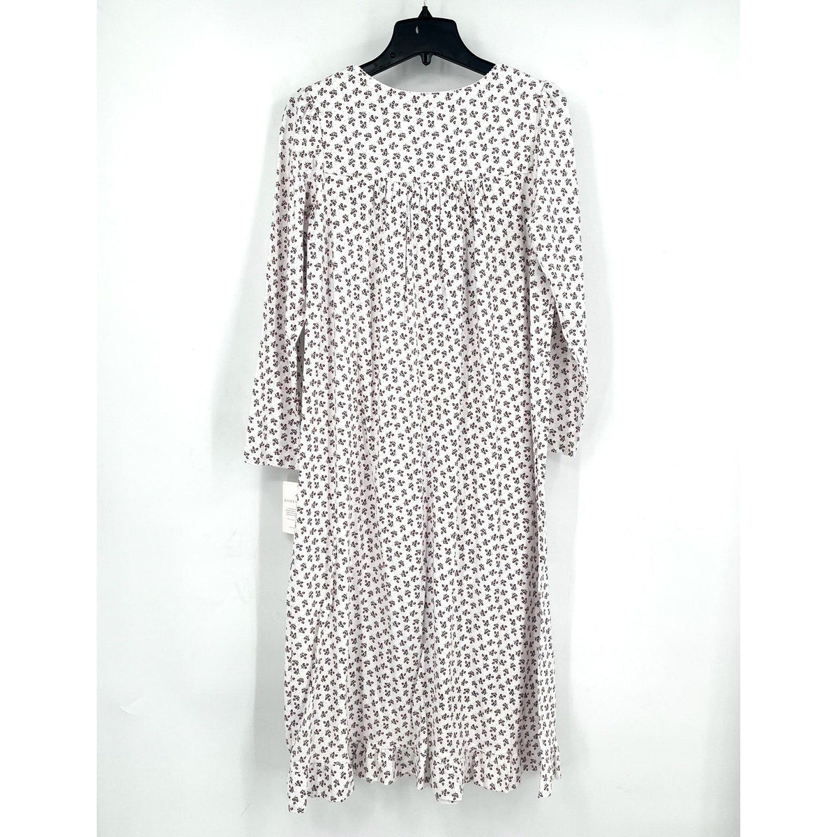 EILEEN WEST Women's Cotton Flannel Nightgown Small White Ditsy Floral NWT