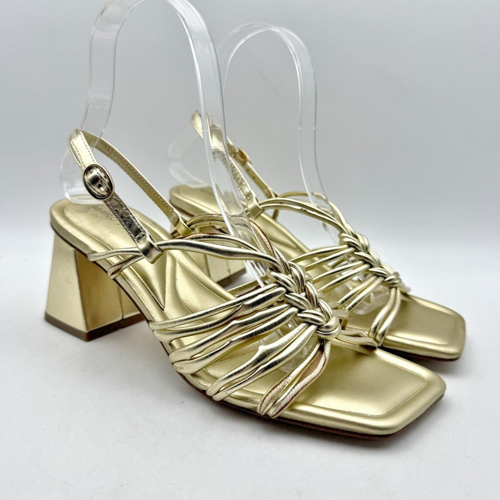 Marc Fisher Womens Magnify Heeled Sandals Size 6 M EU 36.5 Gold NWOB