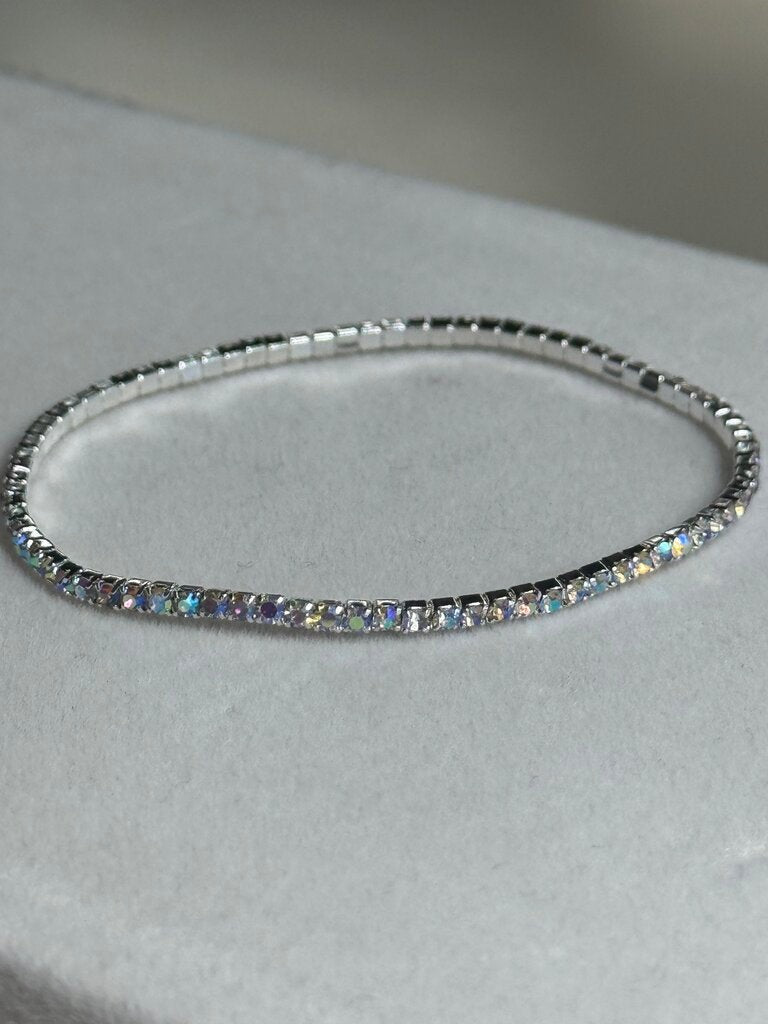 Silver/ AB Tiny Stone Rhinestone Stretchy Bracelet