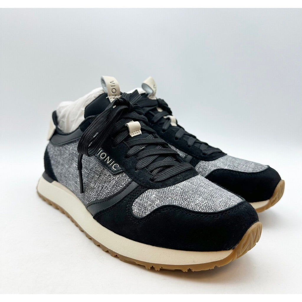 Vionic Womens Monarch Casual Sneakers Size 6 EU 36 Ivory Black Suede NIB