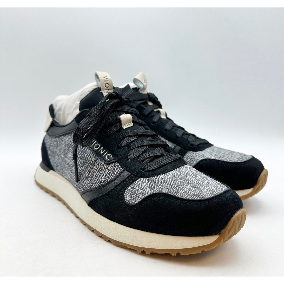 Vionic Womens Monarch Casual Sneakers Size 6 EU 36 Ivory Black Suede NIB