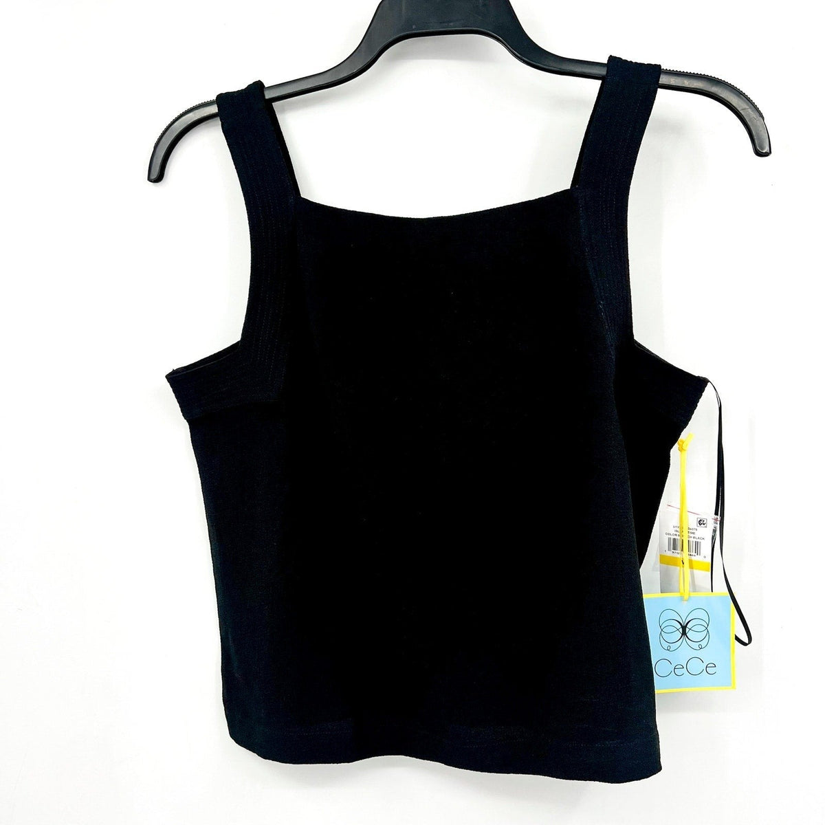 CECE Women's Square-Neck Tank Top Medium Rich Black Sleeveless NWT