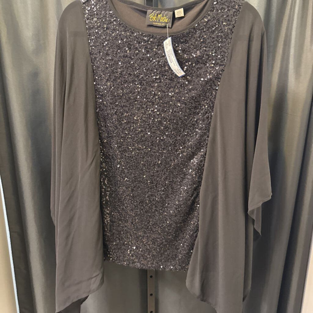 Bob Mackie Sequin Sheer Poncho Top EVENING XXS