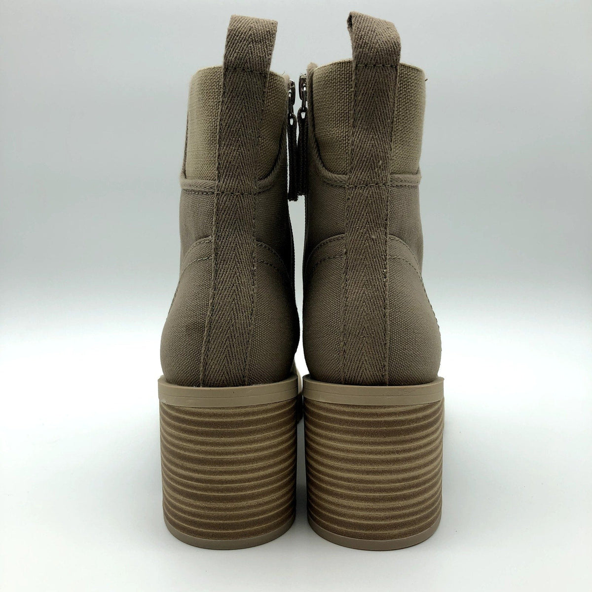Dolce Vita Womens Combat Boots Size 8 Tan Canvas Stacked Heel NWOB