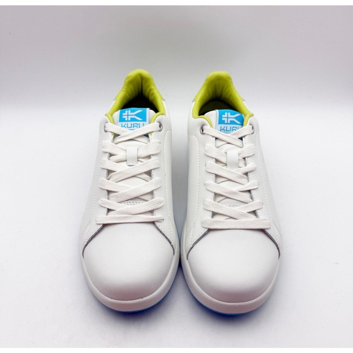 Kuru Womens Roam Court Shoes Size 7 Bright White Pale Lime Leather Sneakers NWOB