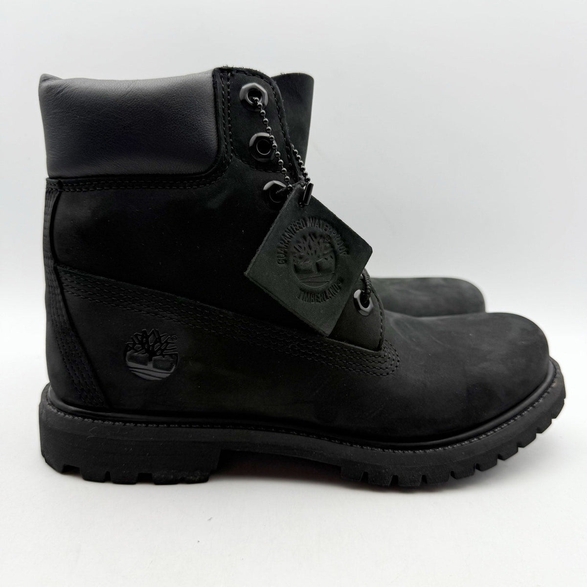 Timberland Premium Womens 6" Ankle Boots Size 6.5 Black Nubuck Leather WP NIB