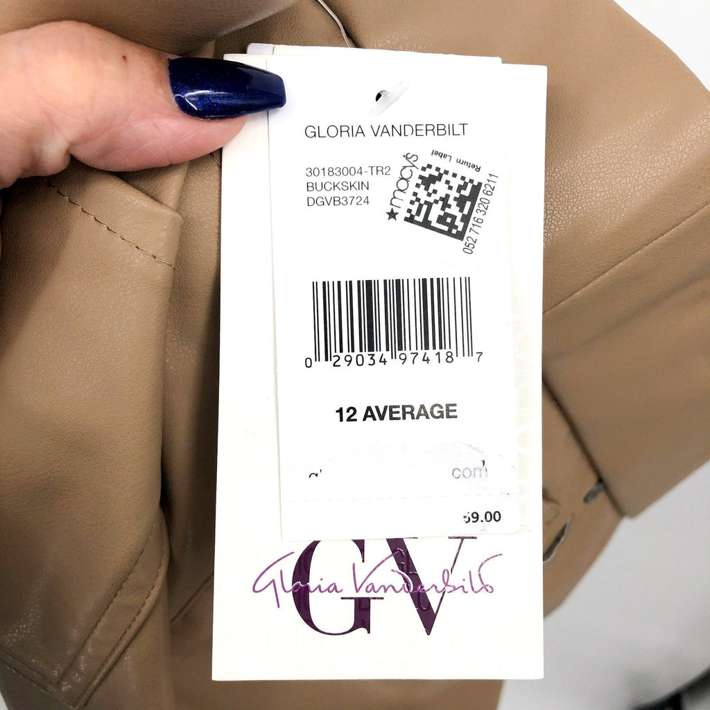 GLORIA VANDERBILT Avery Faux Leather Leggings Size 12 Tan Skinny Pull on NWT