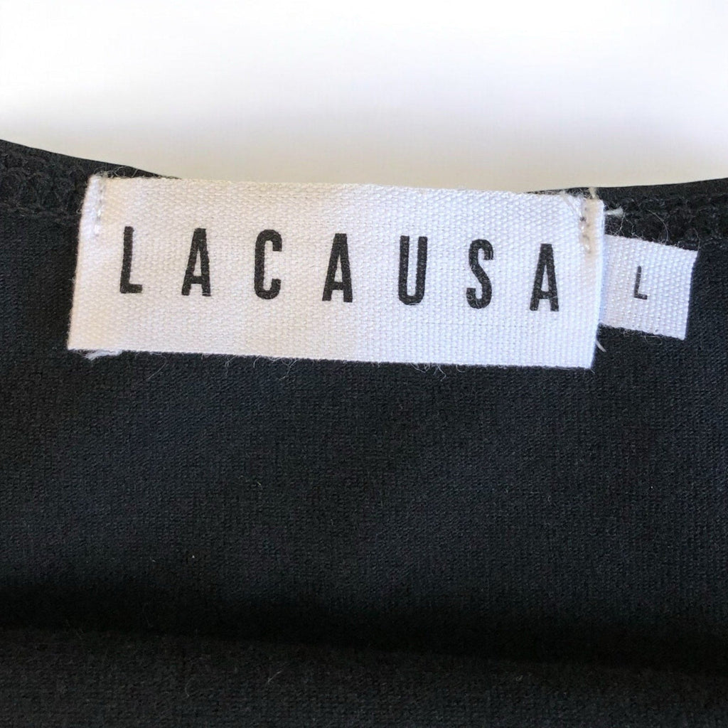 LACAUSA ANTHROPOLOGIE Womens Dawn Bodysuit Large Black Tar Short Sleeve NWT