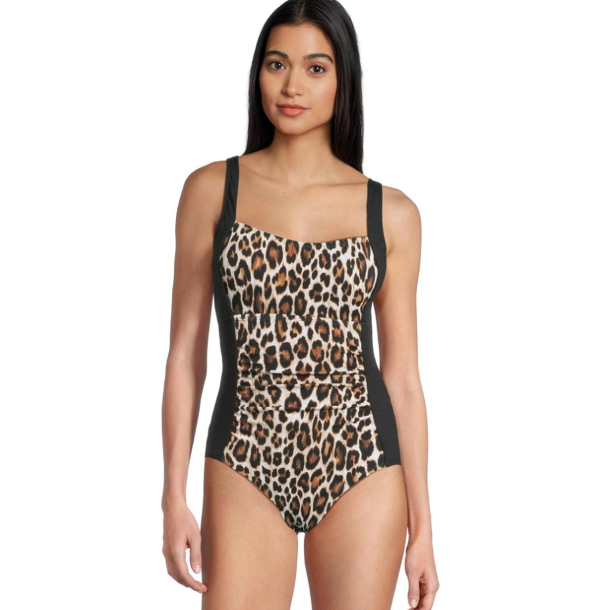 TOMMY BAHAMA Island Cays Leopard One-Piece Swimsuit Size 10 Black Tan NWT