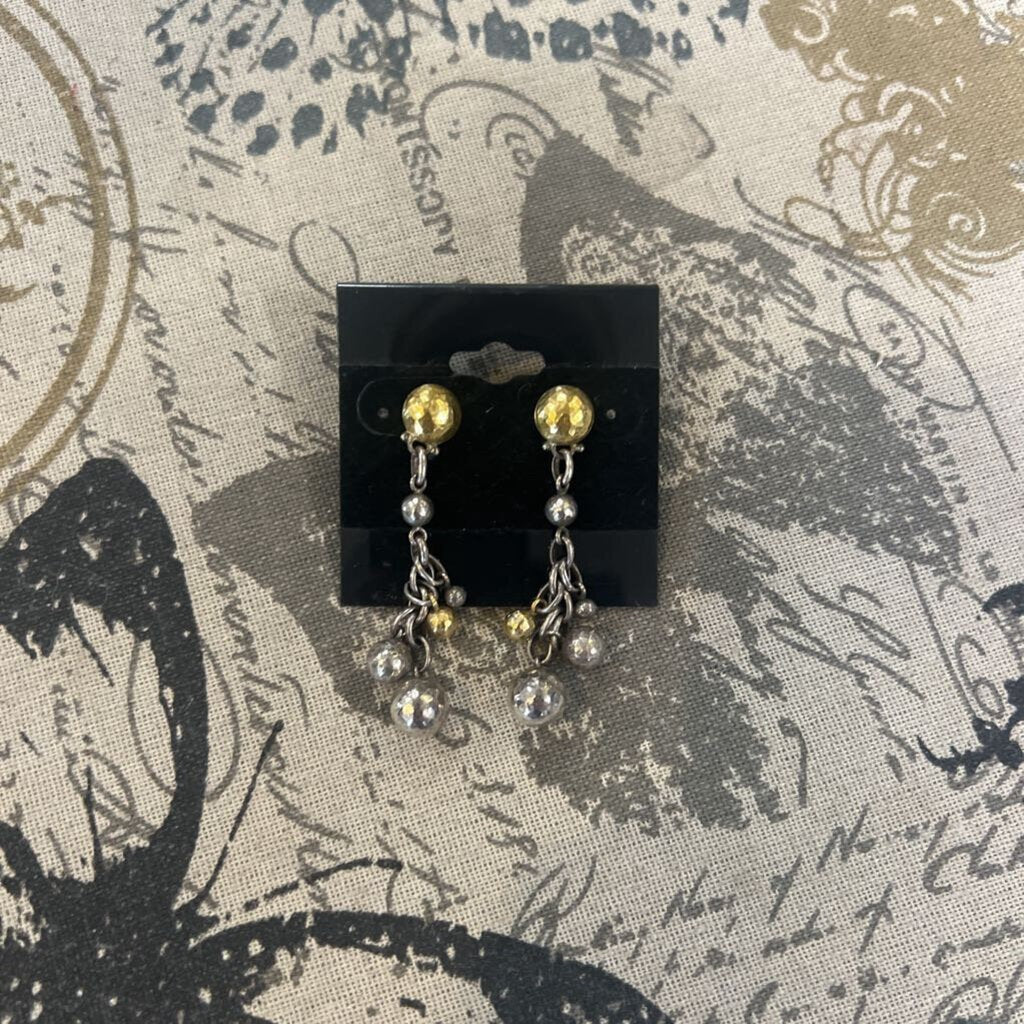 925 Hammered Stud Dangle Beads EARRINGS