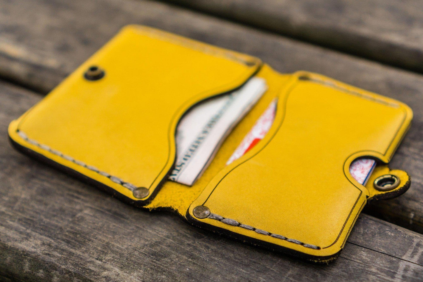 No.38 Personalized Minimalist Hanmade Leather Wallet - Yellow