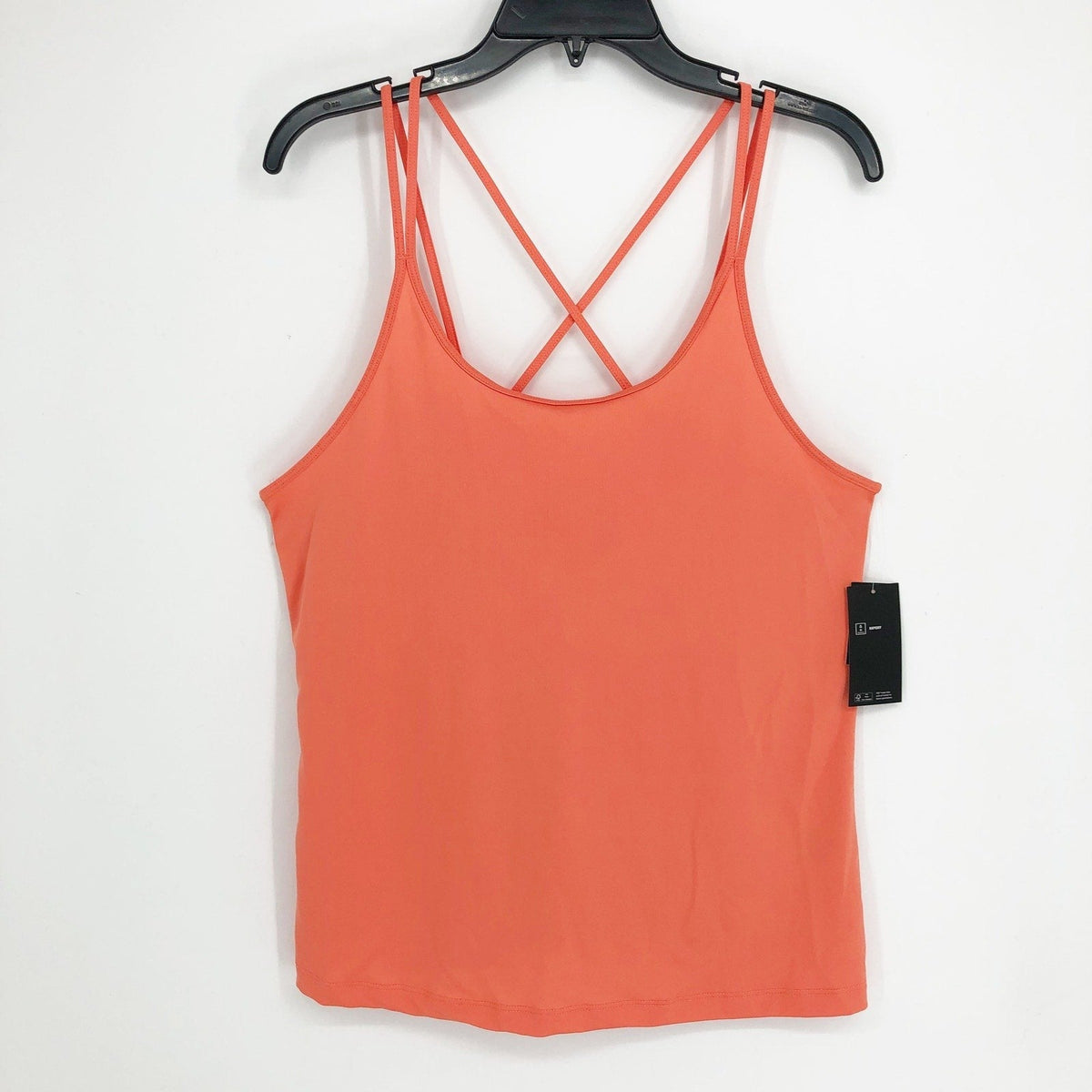 ID IDEOLOGY Women's Strappy Workout Tank Top Large Peach Orange Tech Knit NWT