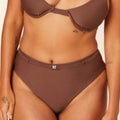 ANDIE SWIM Riviera High Waisted Bikini Bottom Medium Espresso Brown Belted NWT