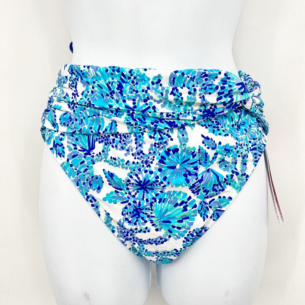 LILLY PULITZER Yarrow High-Waisted Bikini Bottom Size 2 Blue Turquoise Oasis NWT