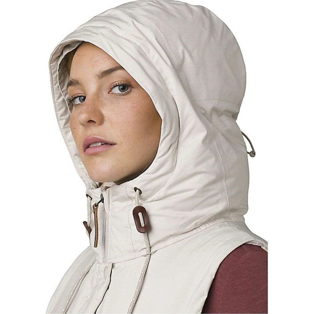 Prana Womens Banajaara Down Vest XS Cream Puffer Hooded Faux Fur NWT $250