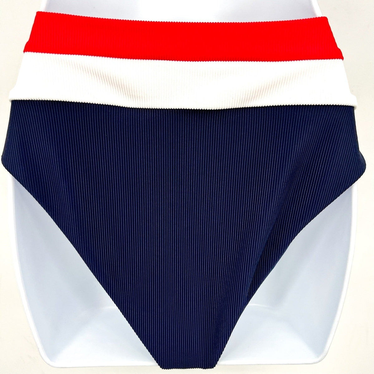 BEACH RIOT Heidi Bikini Bottom Medium Americana Colorblock Blue High Waist NWT