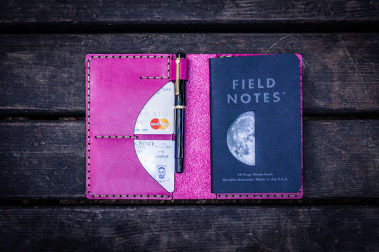 No.44 Personalized Leather Field Notes Cover - Pink