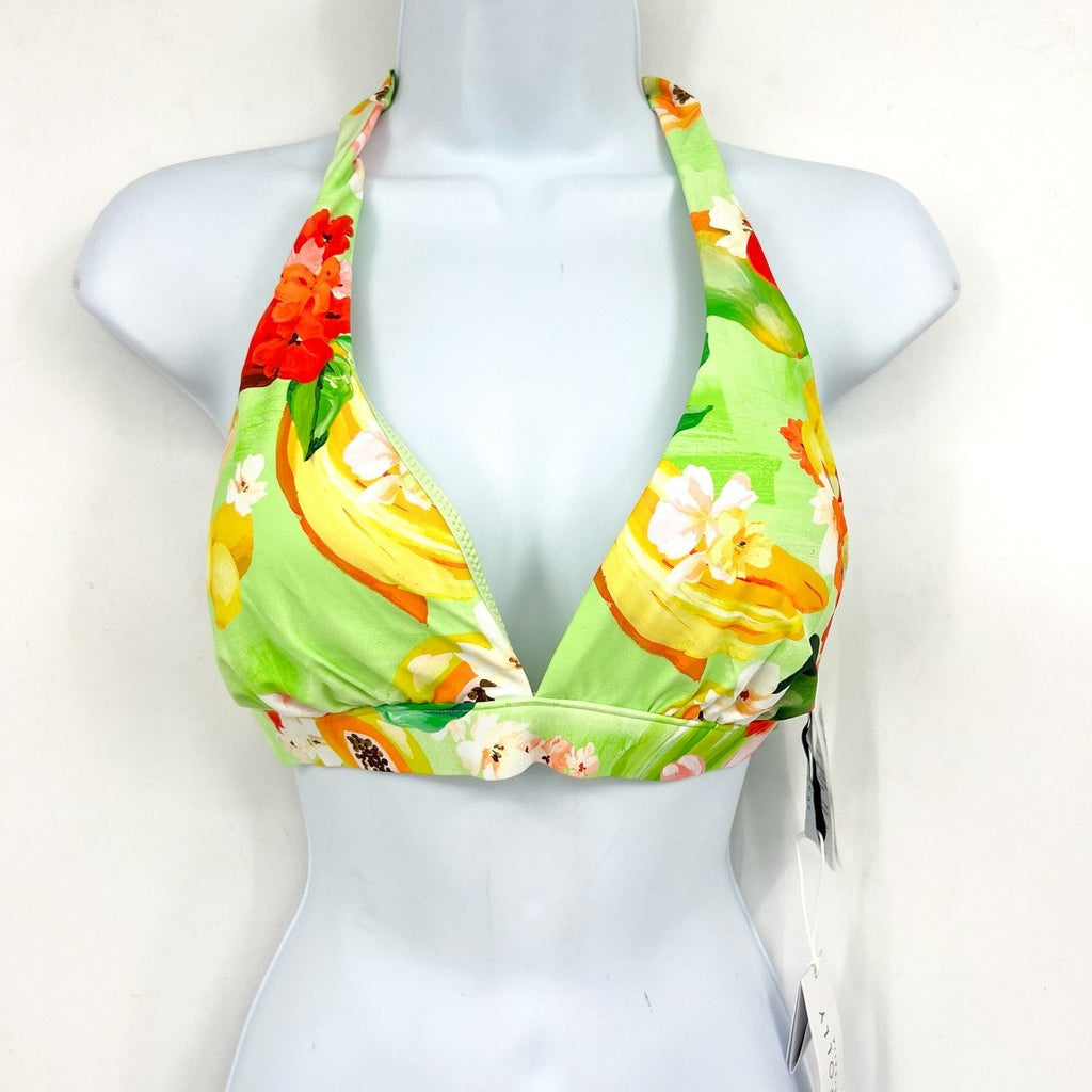 SEAFOLLY Womens Tropique Multi Fit Triangle Bikini Top Size 6 Green Longline NWT
